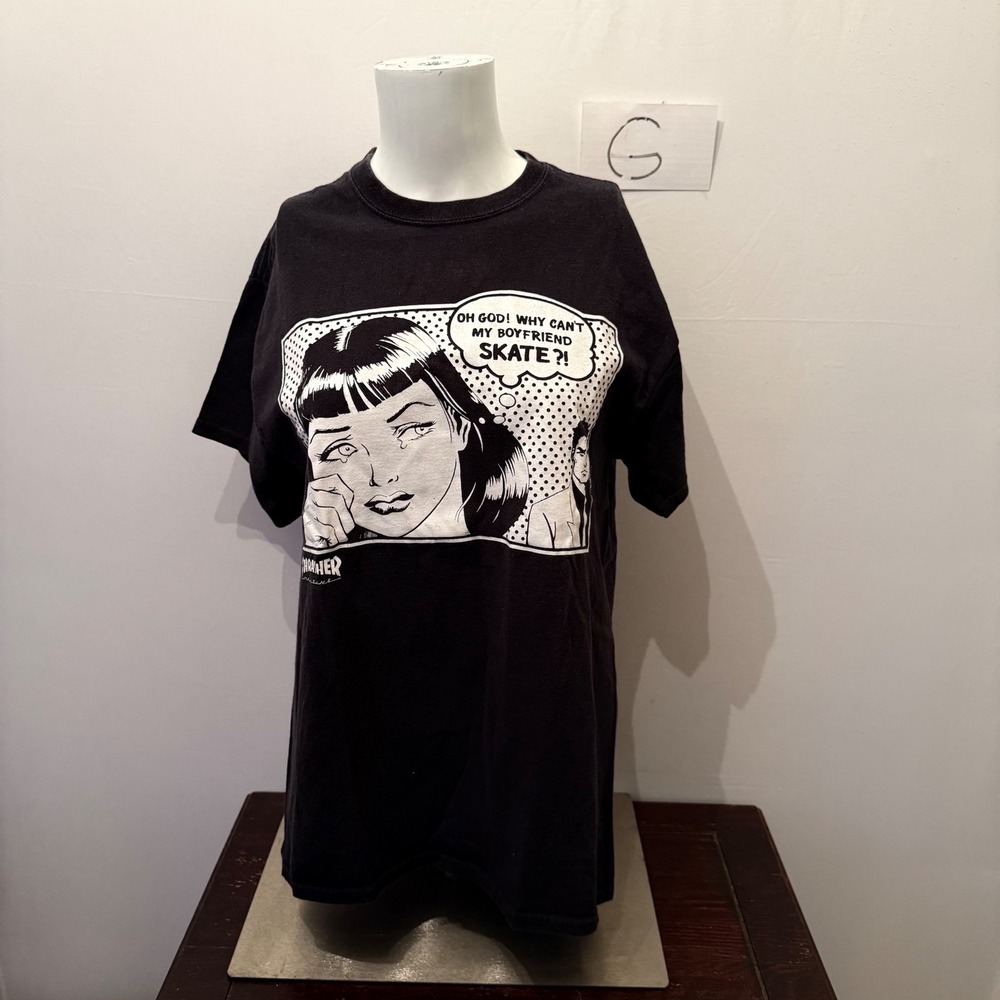 Thrasher T-Shirt Why Can't My Boyfriend Skate Graphic Black Medium